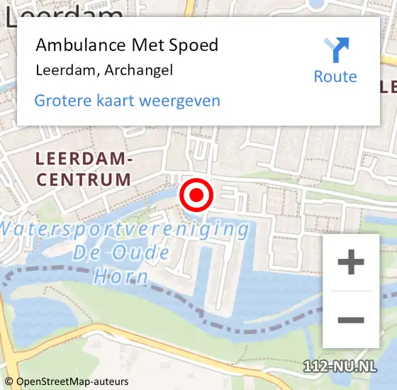 Locatie op kaart van de 112 melding: Ambulance Met Spoed Naar Leerdam, Archangel op 19 februari 2016 00:24