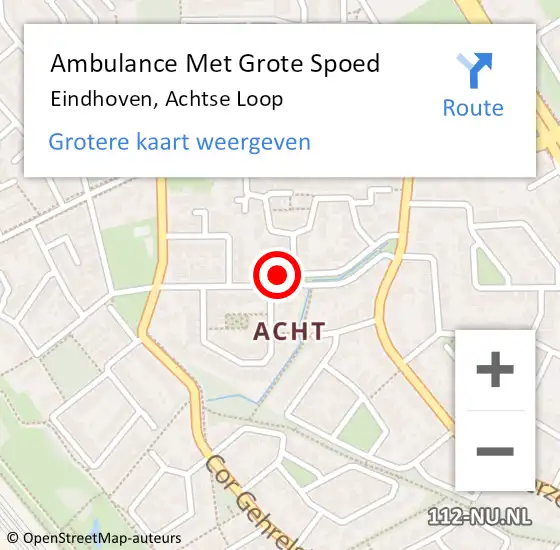 Locatie op kaart van de 112 melding: Ambulance Met Grote Spoed Naar Eindhoven, Achtse Loop op 19 februari 2016 01:24