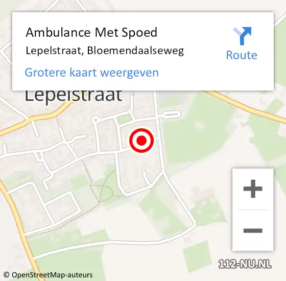 Locatie op kaart van de 112 melding: Ambulance Met Spoed Naar Lepelstraat, Bloemendaalseweg op 19 februari 2016 01:41