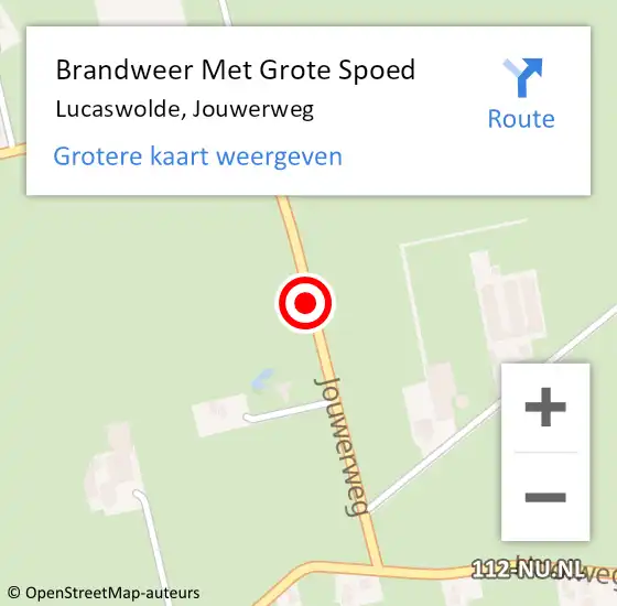 Locatie op kaart van de 112 melding: Brandweer Met Grote Spoed Naar Lucaswolde, Jouwerweg op 19 februari 2016 03:39
