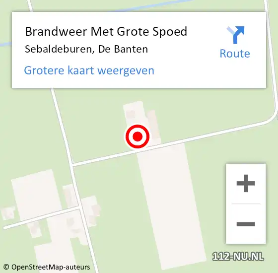 Locatie op kaart van de 112 melding: Brandweer Met Grote Spoed Naar Sebaldeburen, De Banten op 19 februari 2016 03:44