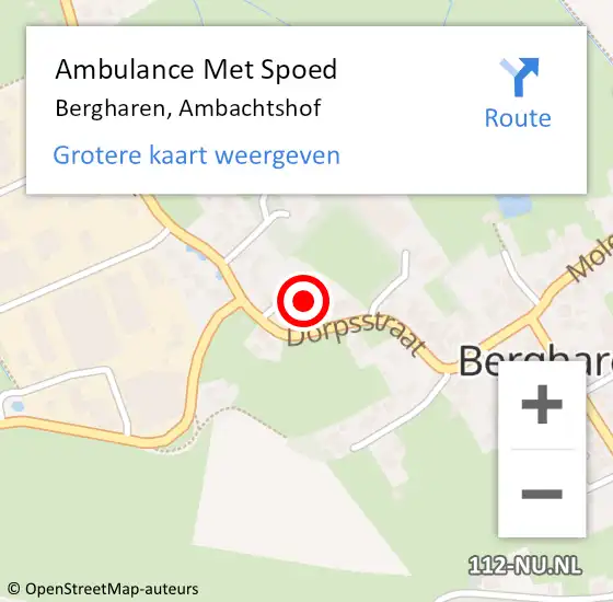 Locatie op kaart van de 112 melding: Ambulance Met Spoed Naar Bergharen, Ambachtshof op 19 februari 2016 05:28