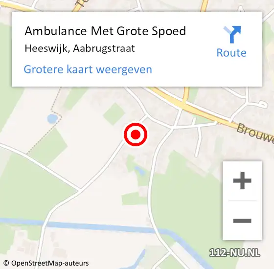 Locatie op kaart van de 112 melding: Ambulance Met Grote Spoed Naar Heeswijk, Aabrugstraat op 19 februari 2016 06:33