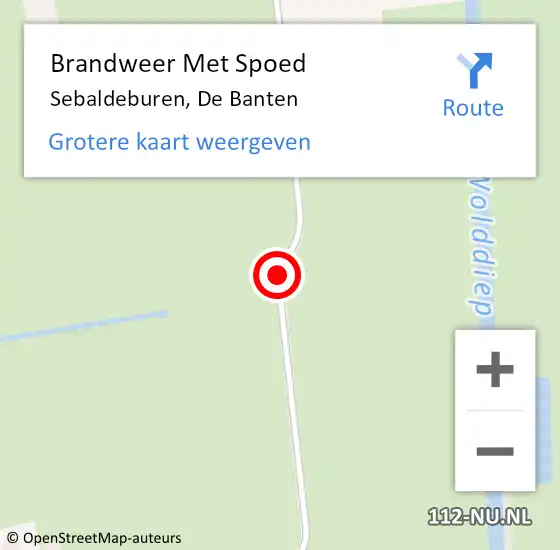 Locatie op kaart van de 112 melding: Brandweer Met Spoed Naar Sebaldeburen, De Banten op 19 februari 2016 06:55