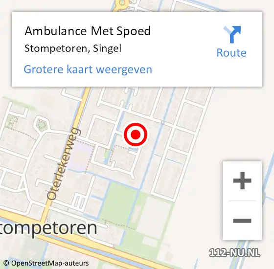 Locatie op kaart van de 112 melding: Ambulance Met Spoed Naar Stompetoren, Singel op 6 december 2013 10:53