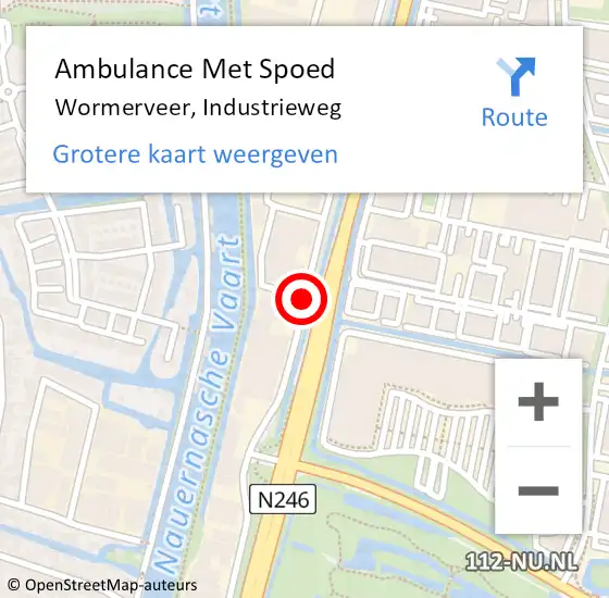 Locatie op kaart van de 112 melding: Ambulance Met Spoed Naar Wormerveer, Industrieweg op 19 februari 2016 07:52
