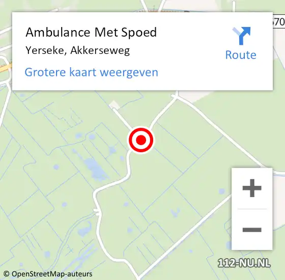 Locatie op kaart van de 112 melding: Ambulance Met Spoed Naar Yerseke, Akkerseweg op 19 februari 2016 08:27