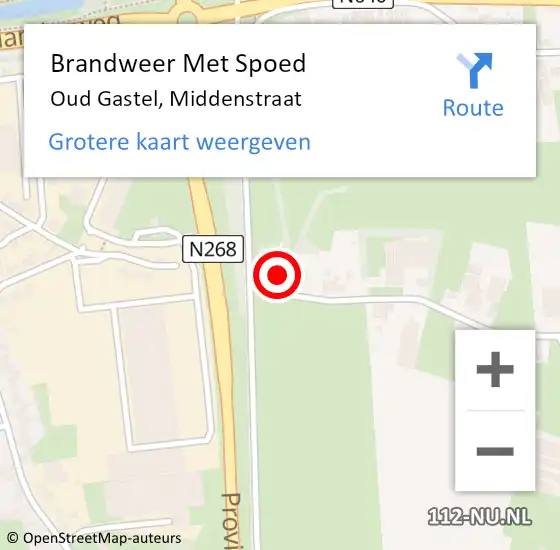 Locatie op kaart van de 112 melding: Brandweer Met Spoed Naar Oud Gastel, Middenstraat op 6 december 2013 11:06