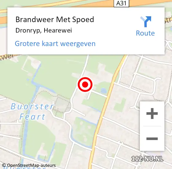 Locatie op kaart van de 112 melding: Brandweer Met Spoed Naar Dronryp, Hearewei op 19 februari 2016 10:25