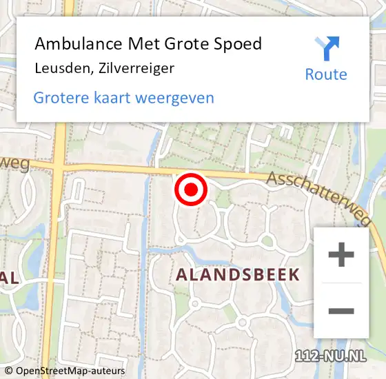 Locatie op kaart van de 112 melding: Ambulance Met Grote Spoed Naar Leusden, Zilverreiger op 19 februari 2016 11:11