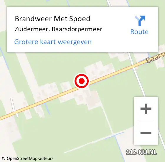 Locatie op kaart van de 112 melding: Brandweer Met Spoed Naar Zuidermeer, Baarsdorpermeer op 6 december 2013 11:15