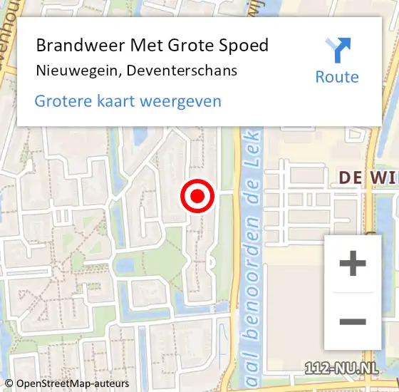 Locatie op kaart van de 112 melding: Brandweer Met Grote Spoed Naar Nieuwegein, Deventerschans op 19 februari 2016 12:05