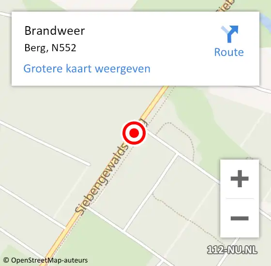 Locatie op kaart van de 112 melding: Brandweer Berg, N552 op 6 december 2013 11:28