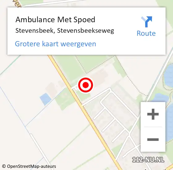 Locatie op kaart van de 112 melding: Ambulance Met Spoed Naar Stevensbeek, Stevensbeekseweg op 19 februari 2016 13:02