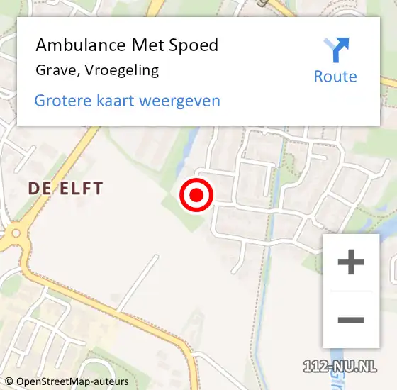 Locatie op kaart van de 112 melding: Ambulance Met Spoed Naar Grave, Vroegeling op 19 februari 2016 13:08