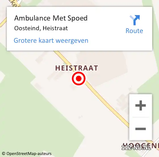 Locatie op kaart van de 112 melding: Ambulance Met Spoed Naar Oosteind, Heistraat op 19 februari 2016 13:48