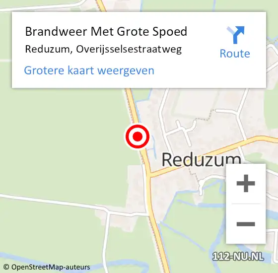 Locatie op kaart van de 112 melding: Brandweer Met Grote Spoed Naar Reduzum, Overijsselsestraatweg op 19 februari 2016 14:25