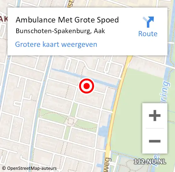 Locatie op kaart van de 112 melding: Ambulance Met Grote Spoed Naar Bunschoten-Spakenburg, Aak op 19 februari 2016 14:29