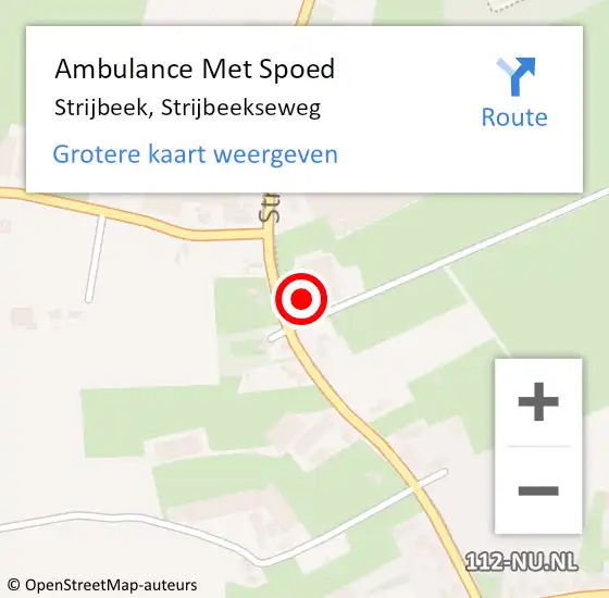 Locatie op kaart van de 112 melding: Ambulance Met Spoed Naar Strijbeek, Strijbeekseweg op 19 februari 2016 14:47