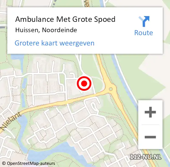 Locatie op kaart van de 112 melding: Ambulance Met Grote Spoed Naar Huissen, Noordeinde op 19 februari 2016 14:49