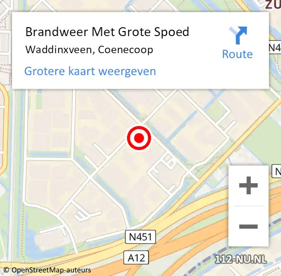 Locatie op kaart van de 112 melding: Brandweer Met Grote Spoed Naar Waddinxveen, Coenecoop op 19 februari 2016 14:53