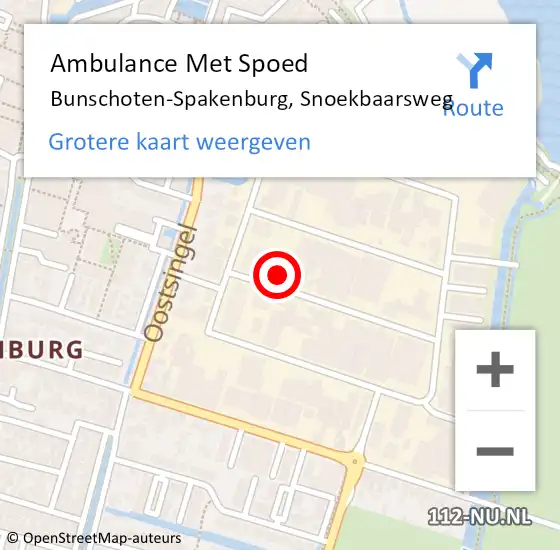 Locatie op kaart van de 112 melding: Ambulance Met Spoed Naar Bunschoten-Spakenburg, Snoekbaarsweg op 19 februari 2016 15:14
