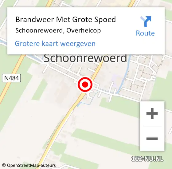 Locatie op kaart van de 112 melding: Brandweer Met Grote Spoed Naar Schoonrewoerd, Overheicop op 19 februari 2016 15:42