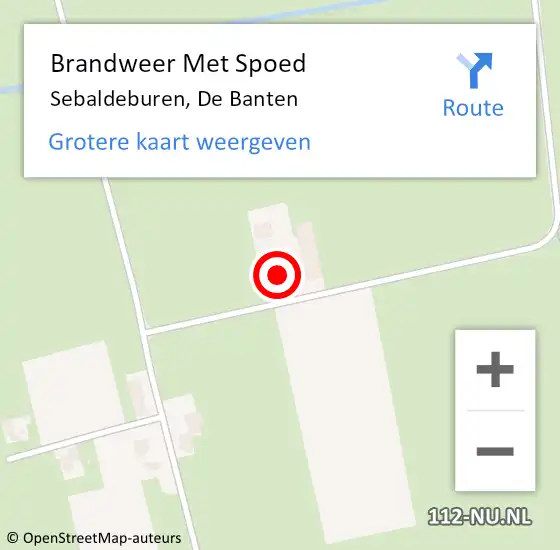 Locatie op kaart van de 112 melding: Brandweer Met Spoed Naar Sebaldeburen, De Banten op 19 februari 2016 16:30