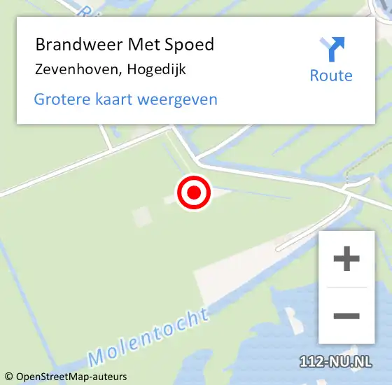 Locatie op kaart van de 112 melding: Brandweer Met Spoed Naar Zevenhoven, Hogedijk op 19 februari 2016 16:54