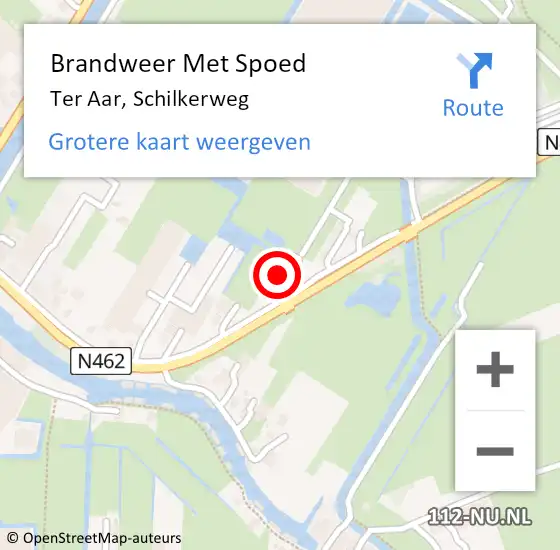 Locatie op kaart van de 112 melding: Brandweer Met Spoed Naar Ter Aar, Schilkerweg op 19 februari 2016 17:46