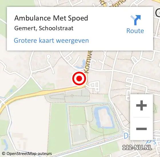 Locatie op kaart van de 112 melding: Ambulance Met Spoed Naar Gemert, Schoolstraat op 19 februari 2016 19:22