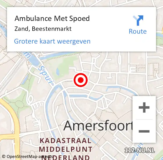 Locatie op kaart van de 112 melding: Ambulance Met Spoed Naar Zand, Beestenmarkt op 19 februari 2016 20:06