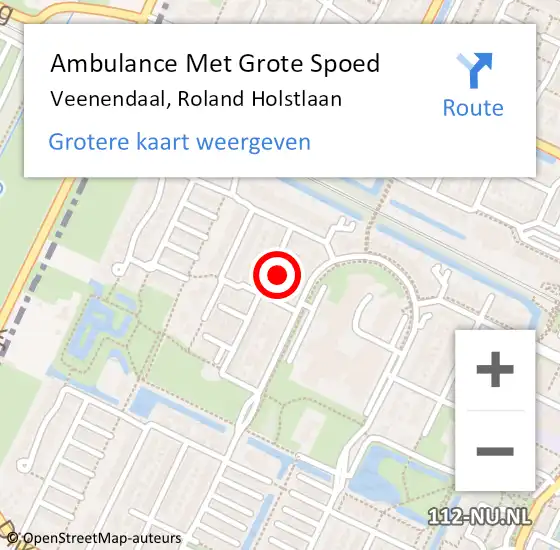 Locatie op kaart van de 112 melding: Ambulance Met Grote Spoed Naar Veenendaal, Roland Holstlaan op 20 februari 2016 00:11