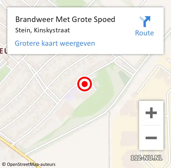 Locatie op kaart van de 112 melding: Brandweer Met Grote Spoed Naar Stein, Kinskystraat op 20 februari 2016 02:10