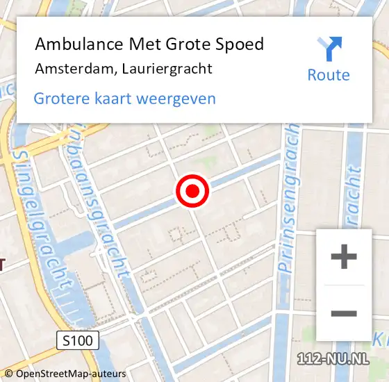 Locatie op kaart van de 112 melding: Ambulance Met Grote Spoed Naar Amsterdam, Lauriergracht op 20 februari 2016 03:02