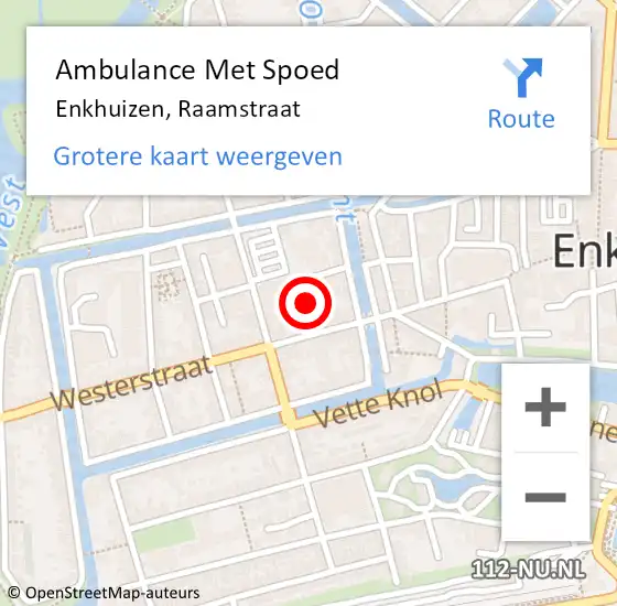 Locatie op kaart van de 112 melding: Ambulance Met Spoed Naar Enkhuizen, Raamstraat op 20 februari 2016 05:51