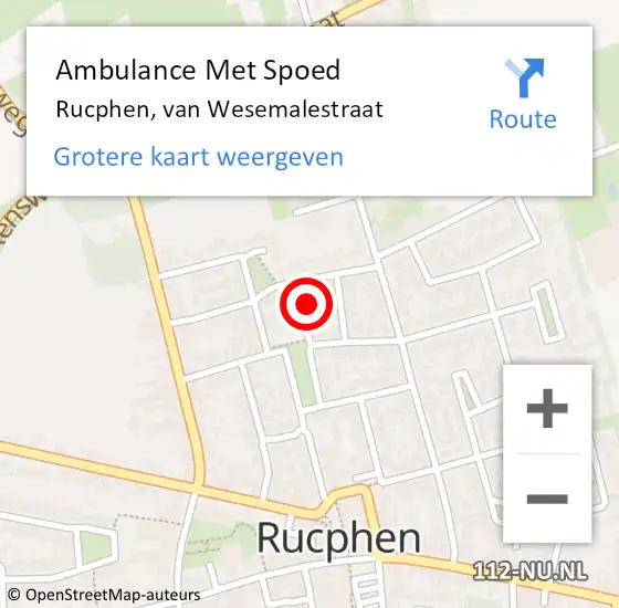 Locatie op kaart van de 112 melding: Ambulance Met Spoed Naar Rucphen, van Wesemalestraat op 20 februari 2016 08:25