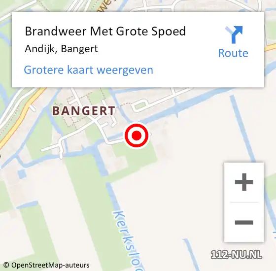 Locatie op kaart van de 112 melding: Brandweer Met Grote Spoed Naar Andijk, Bangert op 20 februari 2016 08:34