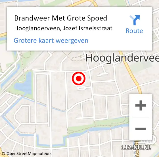 Locatie op kaart van de 112 melding: Brandweer Met Grote Spoed Naar Hooglanderveen, Jozef Israelsstraat op 20 februari 2016 09:38
