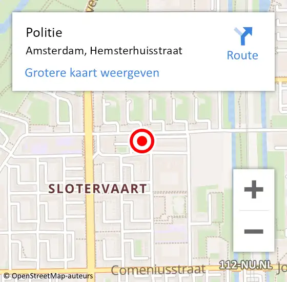 Locatie op kaart van de 112 melding: Politie Amsterdam, Hemsterhuisstraat op 20 februari 2016 10:17
