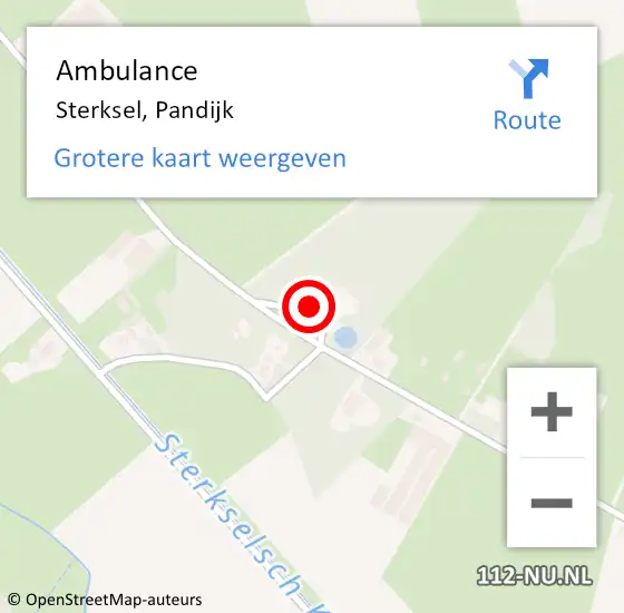 Locatie op kaart van de 112 melding: Ambulance Sterksel, Pandijk op 20 februari 2016 10:23