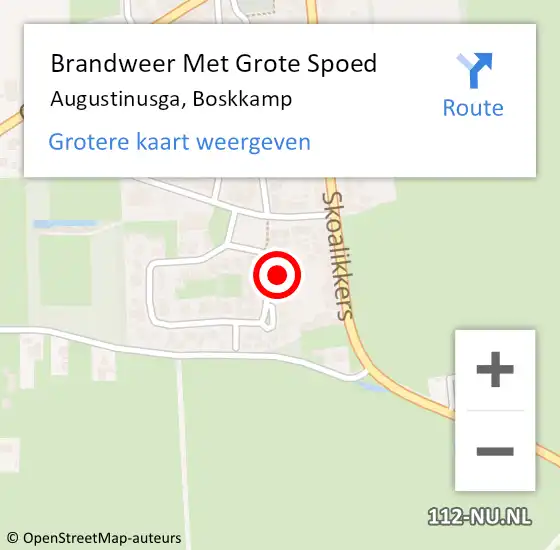 Locatie op kaart van de 112 melding: Brandweer Met Grote Spoed Naar Augustinusga, Boskkamp op 20 februari 2016 10:24