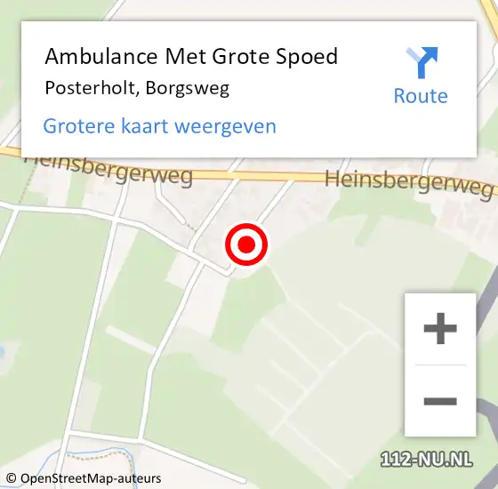 Locatie op kaart van de 112 melding: Ambulance Met Grote Spoed Naar Posterholt, Borgsweg op 20 februari 2016 10:38
