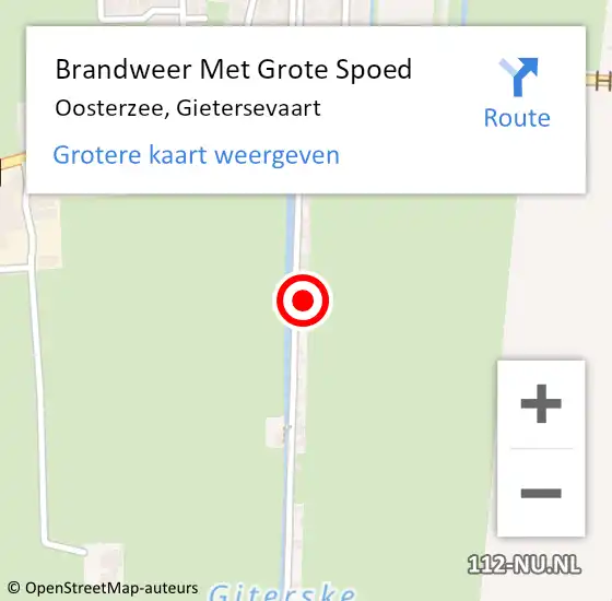 Locatie op kaart van de 112 melding: Brandweer Met Grote Spoed Naar Oosterzee, Gietersevaart op 20 februari 2016 10:54