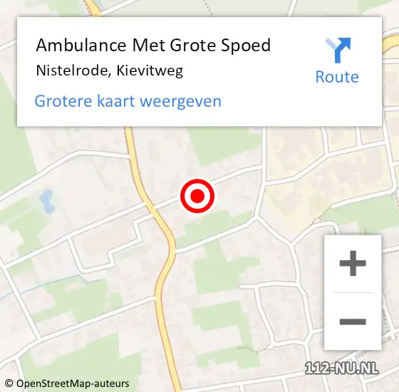 Locatie op kaart van de 112 melding: Ambulance Met Grote Spoed Naar Nistelrode, Kievitweg op 20 februari 2016 11:28