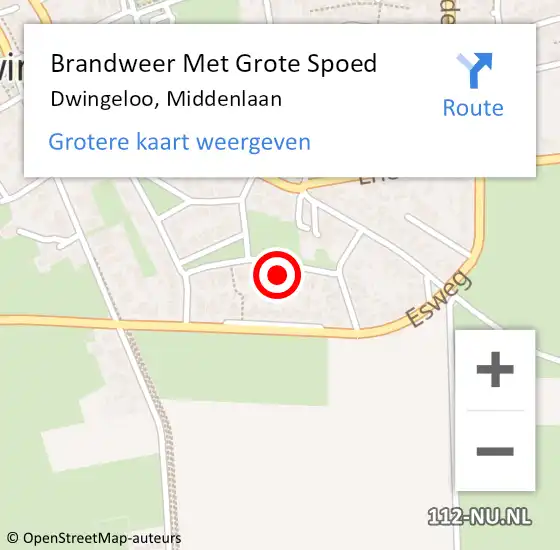 Locatie op kaart van de 112 melding: Brandweer Met Grote Spoed Naar Dwingeloo, Middenlaan op 20 februari 2016 12:03