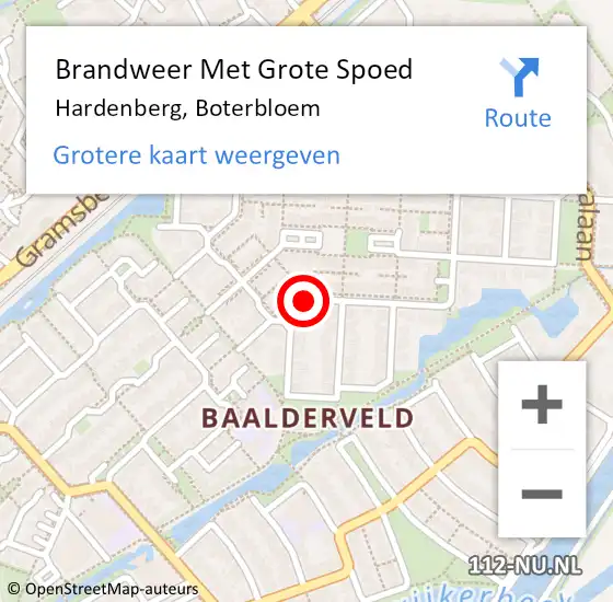 Locatie op kaart van de 112 melding: Brandweer Met Grote Spoed Naar Hardenberg, Boterbloem op 6 december 2013 12:53