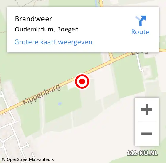 Locatie op kaart van de 112 melding: Brandweer Oudemirdum, Boegen op 20 februari 2016 12:35
