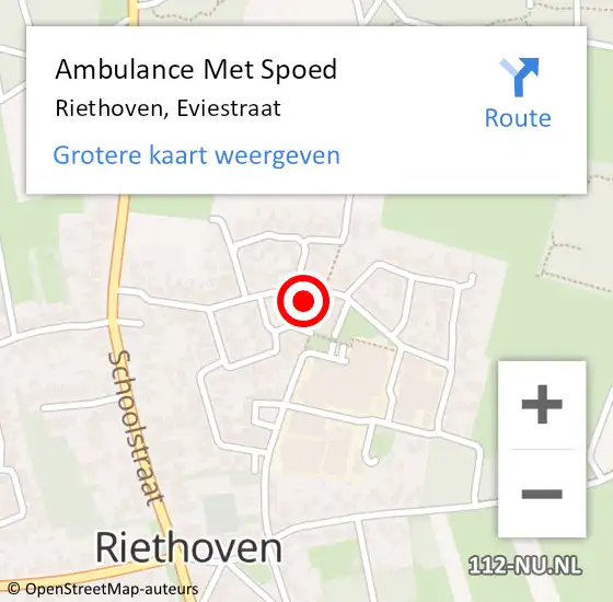 Locatie op kaart van de 112 melding: Ambulance Met Spoed Naar Riethoven, Eviestraat op 20 februari 2016 12:49