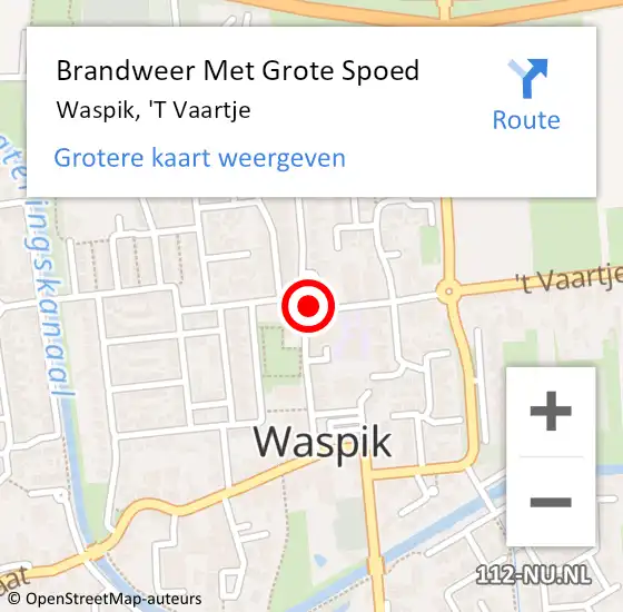 Locatie op kaart van de 112 melding: Brandweer Met Grote Spoed Naar Waspik, 'T Vaartje op 20 februari 2016 15:28